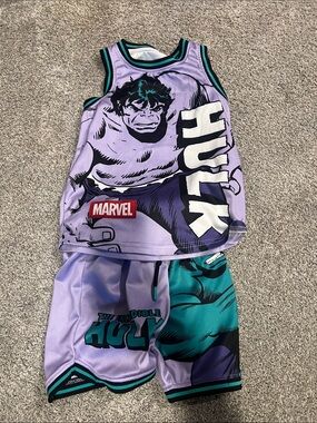 Marvel Kids Purple & Teal Hulk Tank and Shorts Set